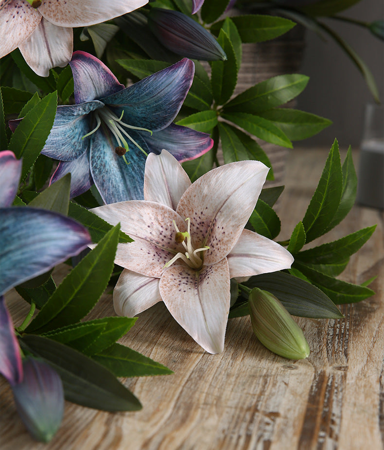 Artificial Flowers Fake Flowers Vintage Decoration 2 Heads Autumn Lily