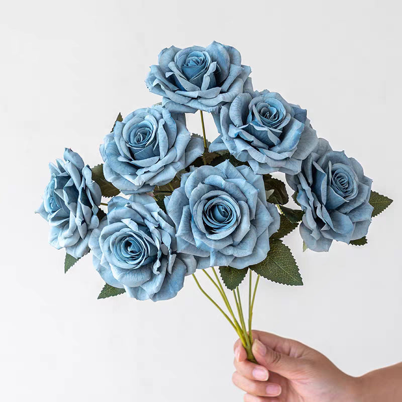 7-Head Cappuccino Silk Flower Artificial Rose Bouquet