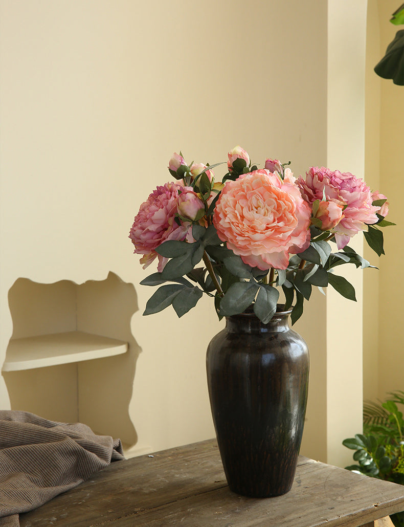 Burnt Edge Large Peony Artificial Flower Table Decoration Fake Flower