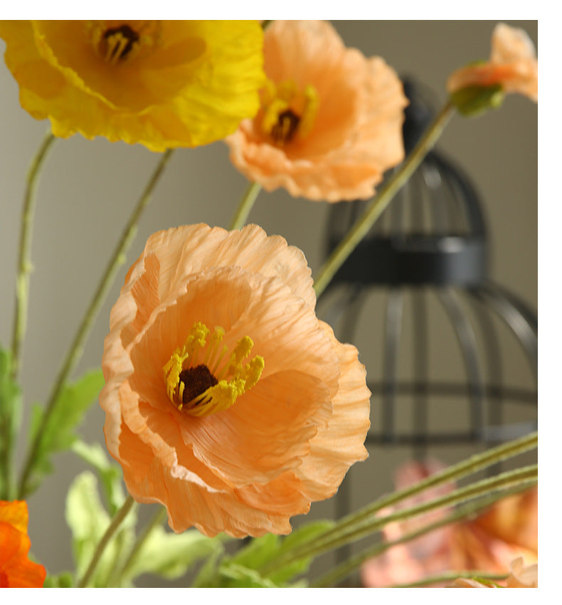 Two-Headed Poppy Artificial Flower Wedding Decoration Poppy Flower