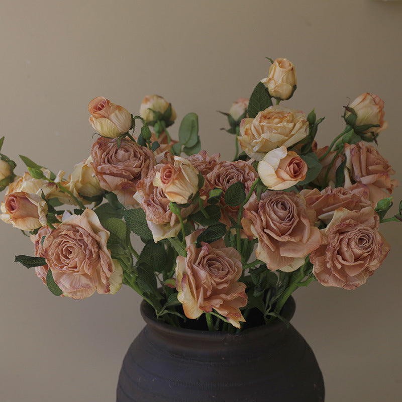 Fake Flowers Artificial Flowers 3 Heads Dried Roses