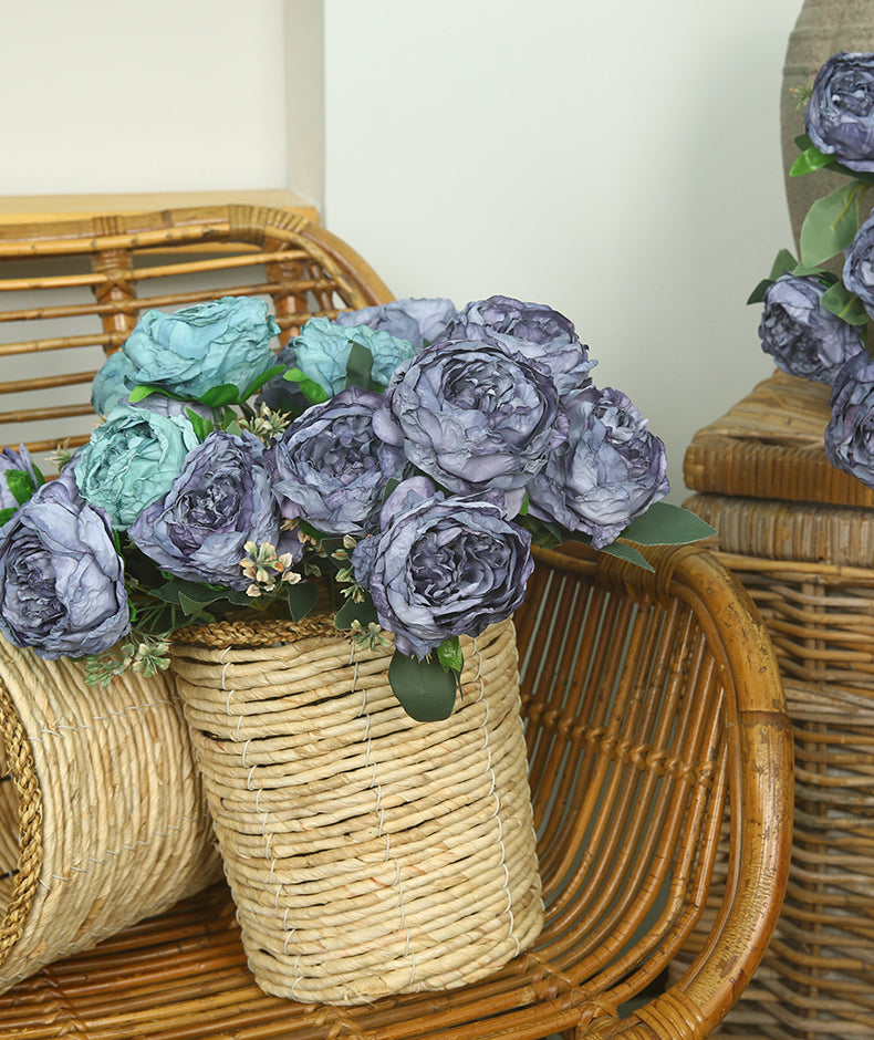 Peony Artificial Flower Dried Flower Bouquet Roasted Edge Five-Head Peony