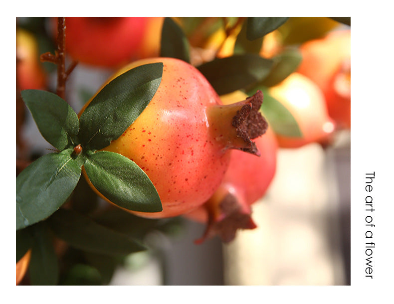 Artificial Pomegranate 6 Fruits with Leaves Pomegranate Fruit Home Decoration
