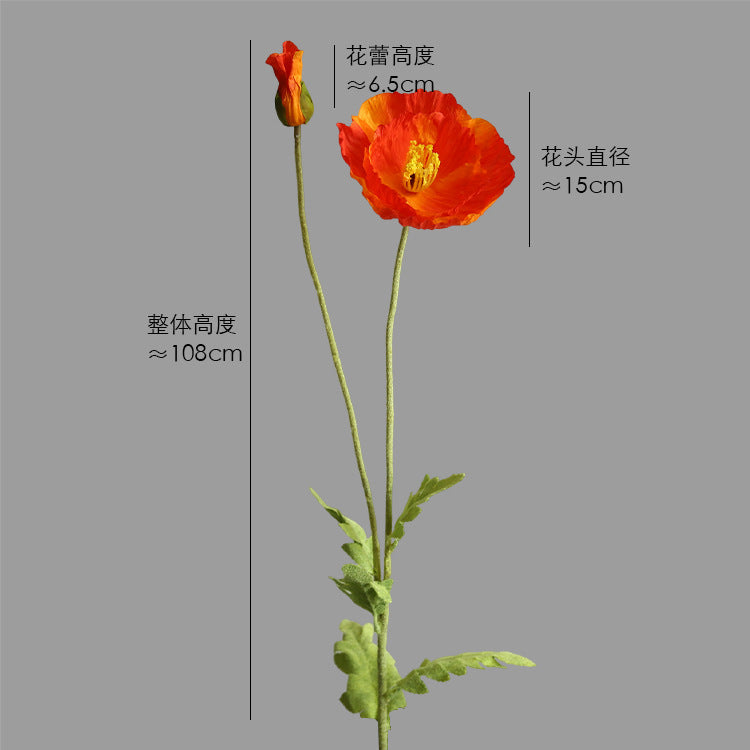 Two-Headed Poppy Artificial Flower Wedding Decoration Poppy Flower