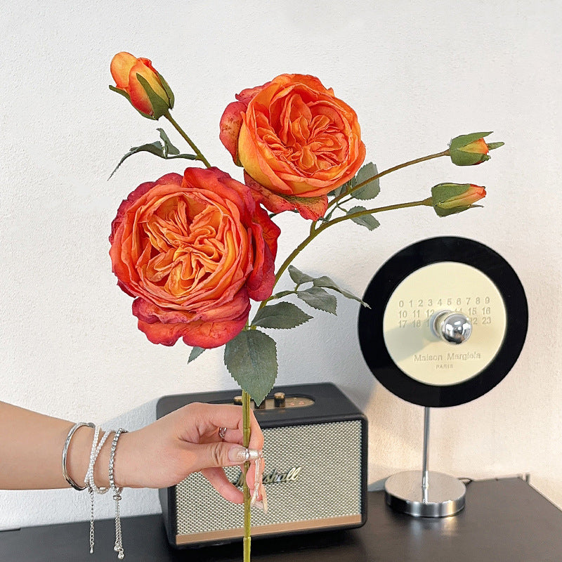5 Heads Burnt Edge Rose Artificial Flowers Fake Flowers