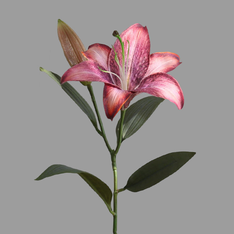 Artificial Flowers Fake Flowers Vintage Decoration 2 Heads Autumn Lily