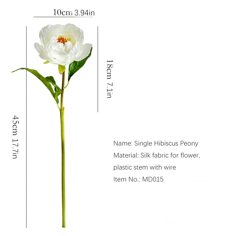 Single Branch Hibiscus Peony  12pcs - 17.7in