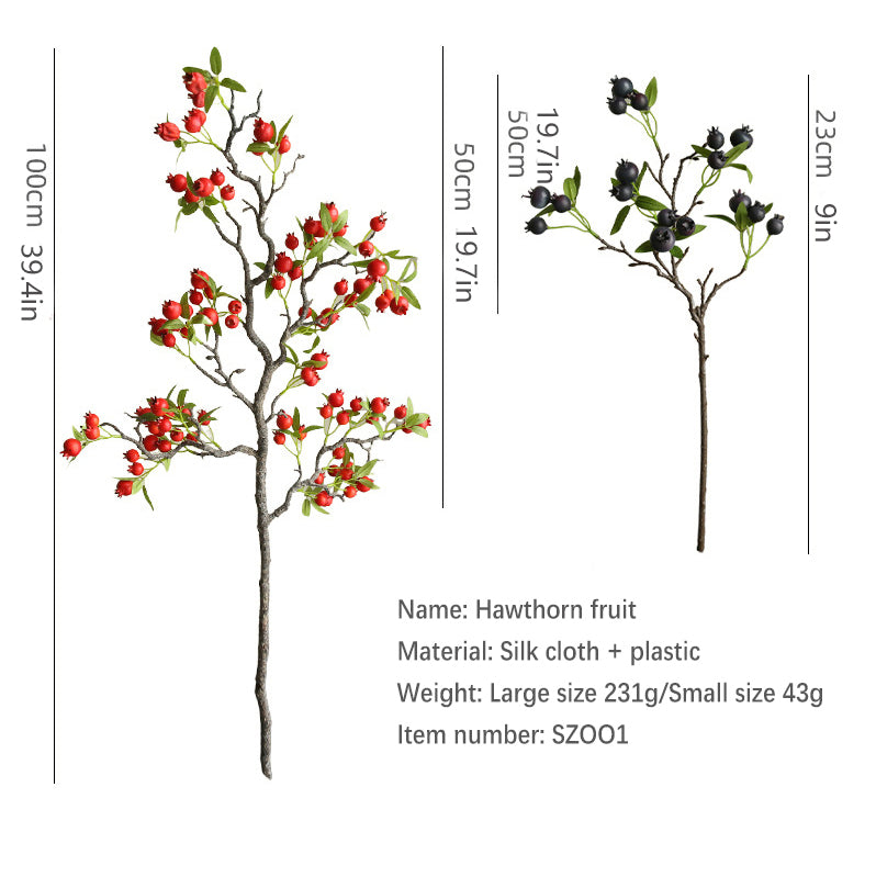 Artificial Hawthorn Fruit 12pcs - 9in or 39.4in