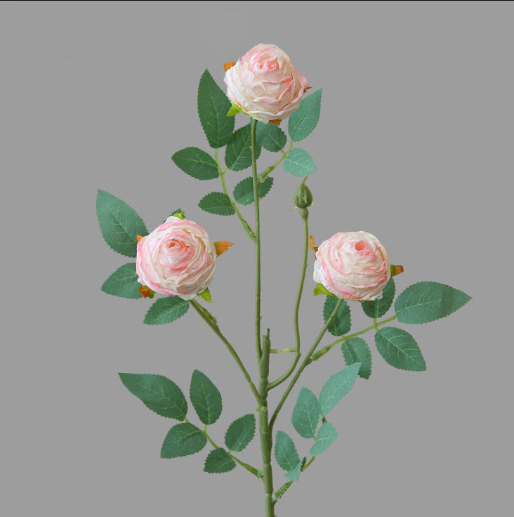 Vintage Style Artificial Flowers 3-Head Curled Rose