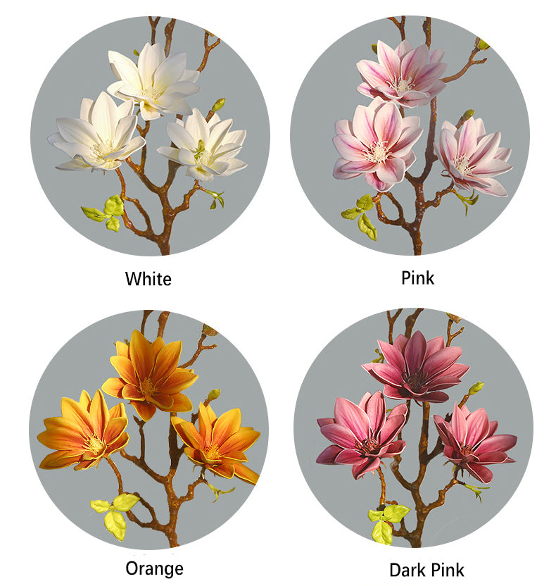Small Magnolia Artificial Bouquet Living Room Decoration Fake Flower Decorative Flower Art Arrangement PU Hand-painted Small Magnolia