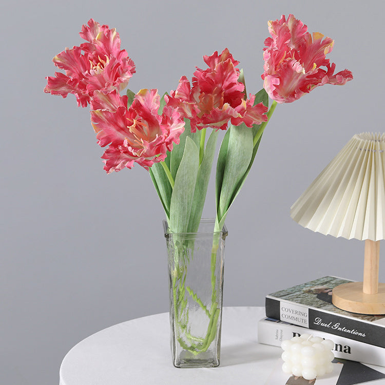 Artificial Flower Single Branch Parrot Tulip 3D Printed Toothed Fake Flower