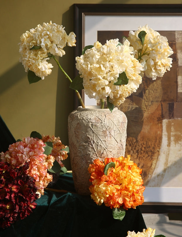 Vintage Single Branch Burnt Edge Hydrangea Artificial Flower