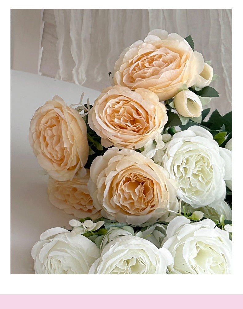 5 Peony Artificial Flowers Persian Rose Small Bunch Fake Flowers