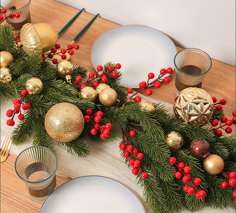 Christmas Pine Needle Rattan Decoration Door Hanging 2pcs - 78.74in