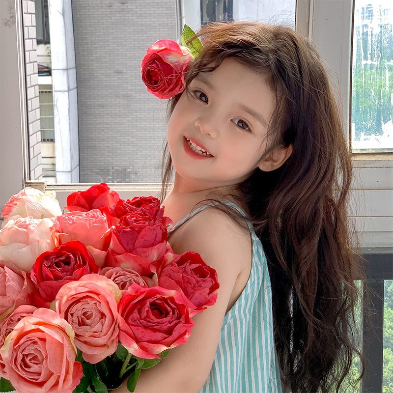 Roasted Rose Flower with Curling Edge 12pcs - 20.5in