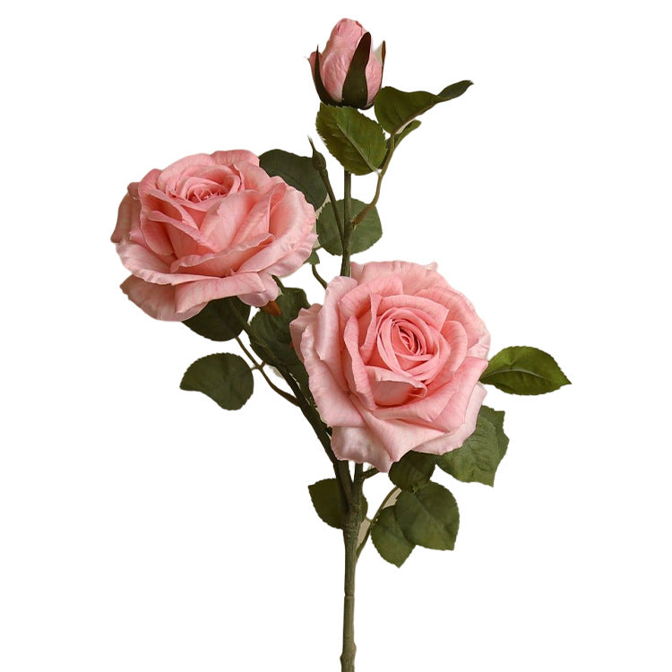 Artificial Flowers American Style 3-Head Printed Rose Home Decoration Fake Flower