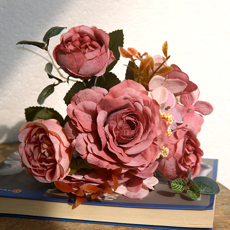 Snowflake Hibiscus Rose Artificial Flowers Fake Flowers Creative Bouquet Natural Style Decoration Dining Table