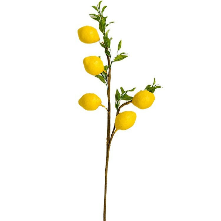 INS Artificial Flower 5-Fruit Lemon Tree Lemon Branch Artificial Green Plant Fake Flower Photo Prop