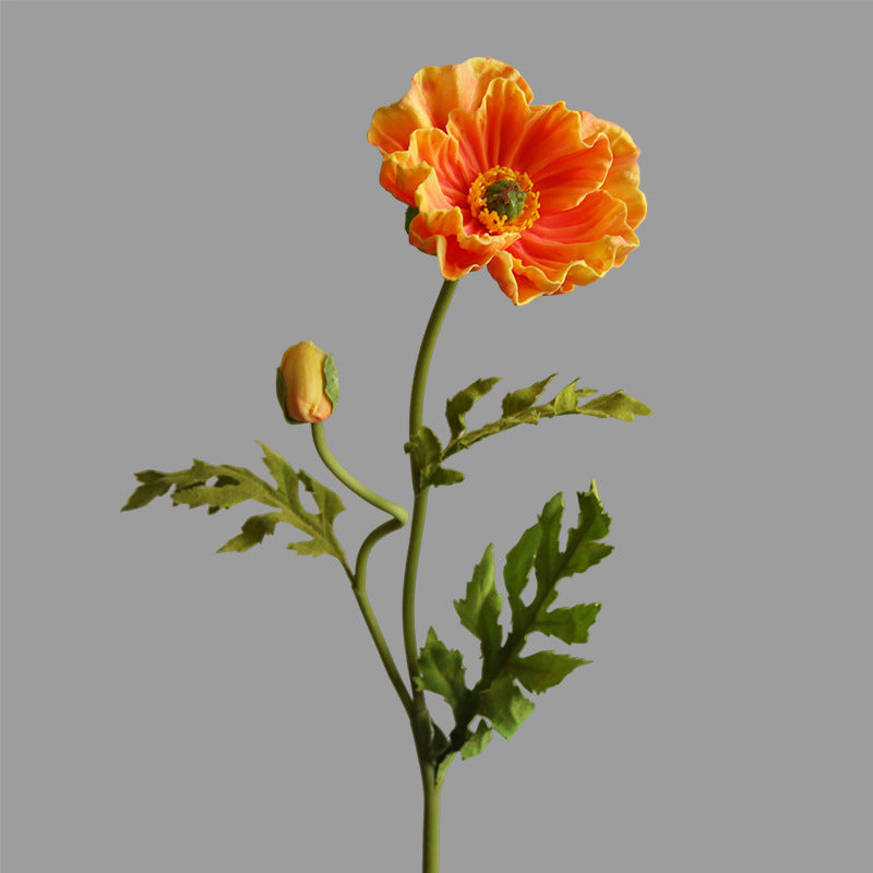 Artificial Flowers Fake Flowers Flocked Poppy Realistic Poppy