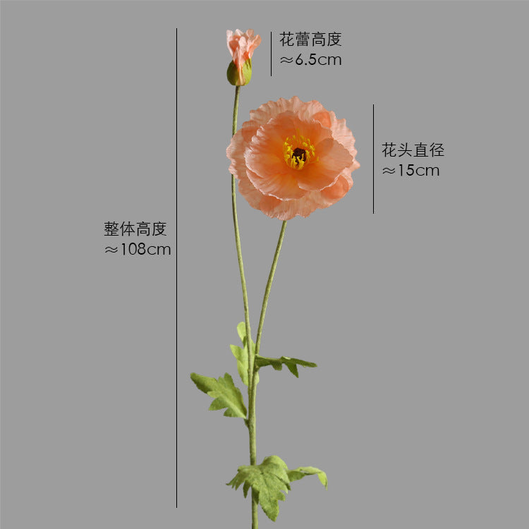Two-Headed Poppy Artificial Flower Wedding Decoration Poppy Flower