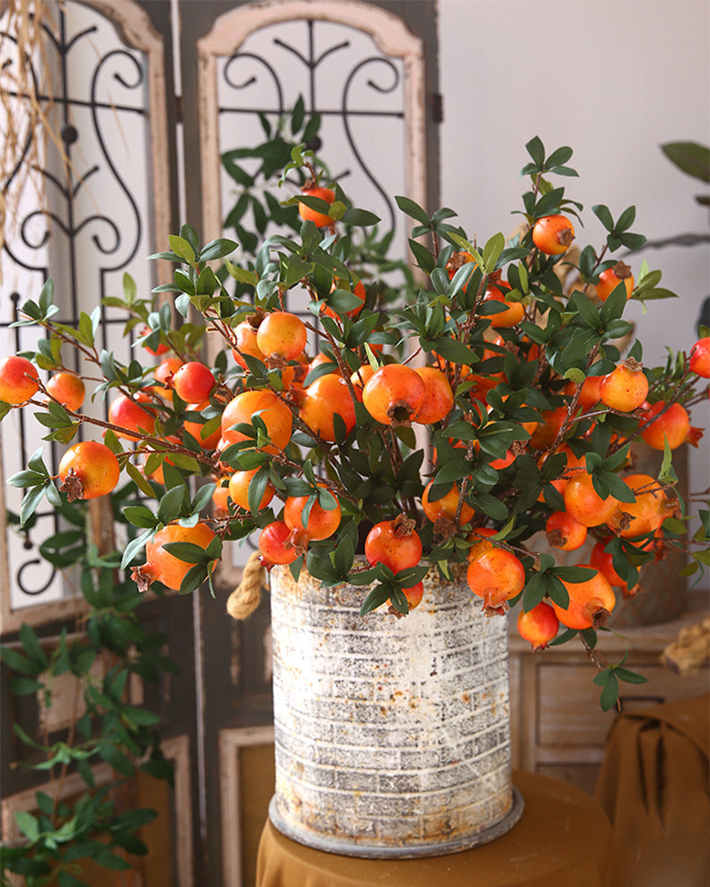 Artificial Pomegranate 6 Fruits with Leaves Pomegranate Fruit Home Decoration