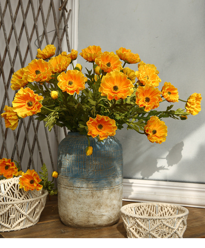 Artificial Flowers Fake Flowers Flocked Poppy Realistic Poppy