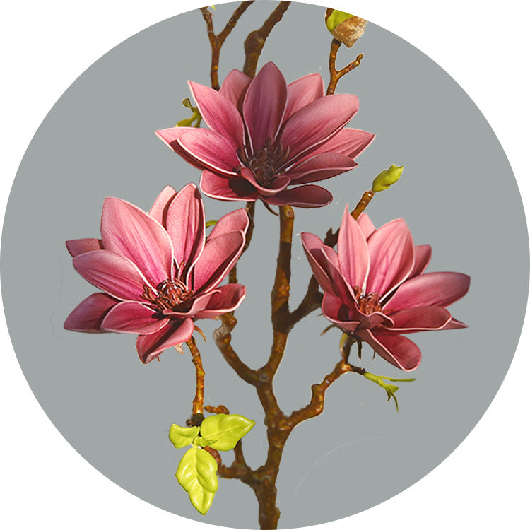 Small Magnolia Artificial Bouquet Living Room Decoration Fake Flower Decorative Flower Art Arrangement PU Hand-painted Small Magnolia