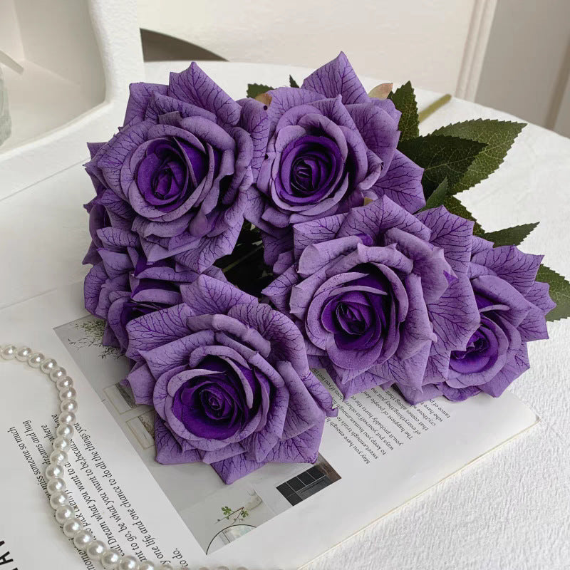 7-Head Cappuccino Silk Flower Artificial Rose Bouquet