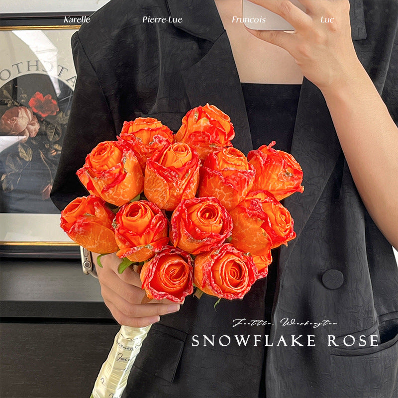 Imitation Dried Flower Baked Rose Artificial Flower Snow Rose