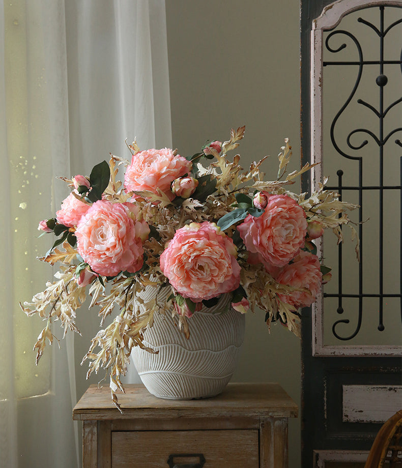 Burnt Edge Large Peony Artificial Flower Table Decoration Fake Flower