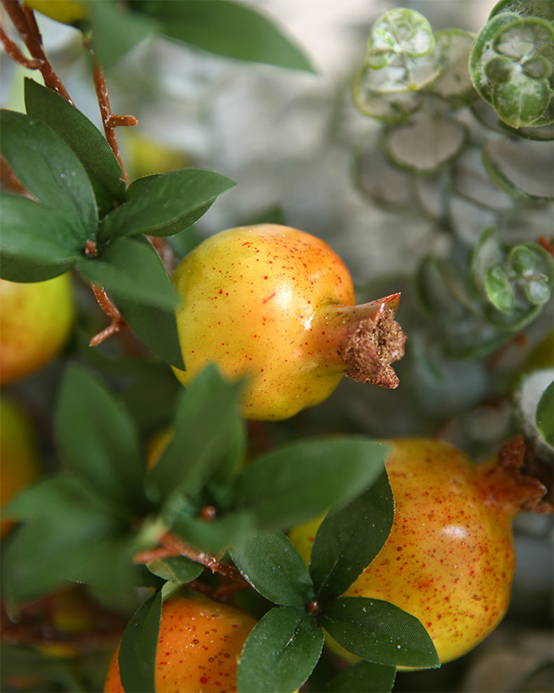 Artificial Pomegranate 6 Fruits with Leaves Pomegranate Fruit Home Decoration