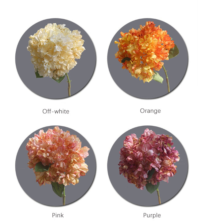 Vintage Single Branch Burnt Edge Hydrangea Artificial Flower