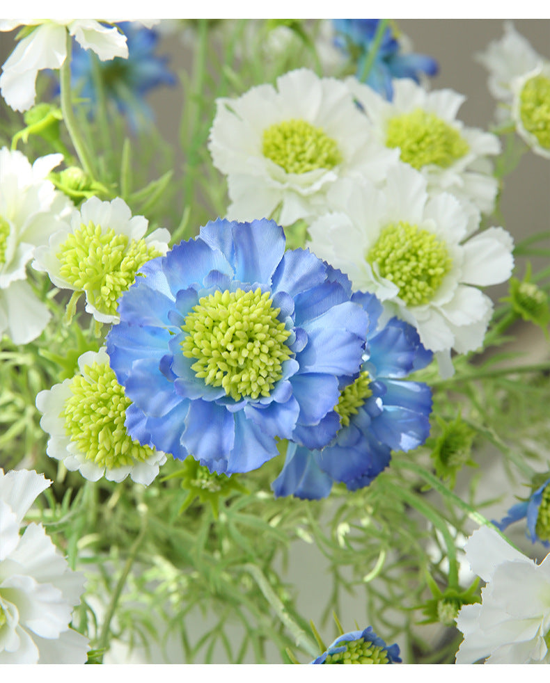 Artificial Flowers Fake Flowers Flocked Blue Potted Flowers