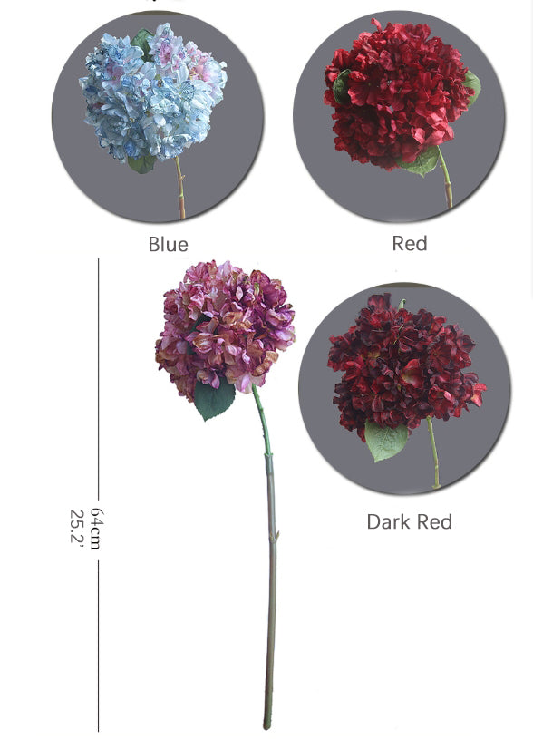 Vintage Single Branch Burnt Edge Hydrangea Artificial Flower
