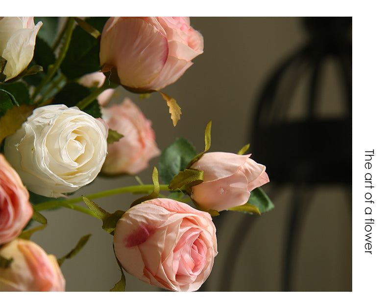 Artificial Flower Double-Ended Roasted Edge Rose Silk Flower Rose