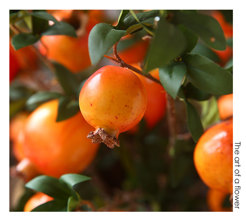 Artificial Pomegranate 6 Fruits with Leaves Pomegranate Fruit Home Decoration