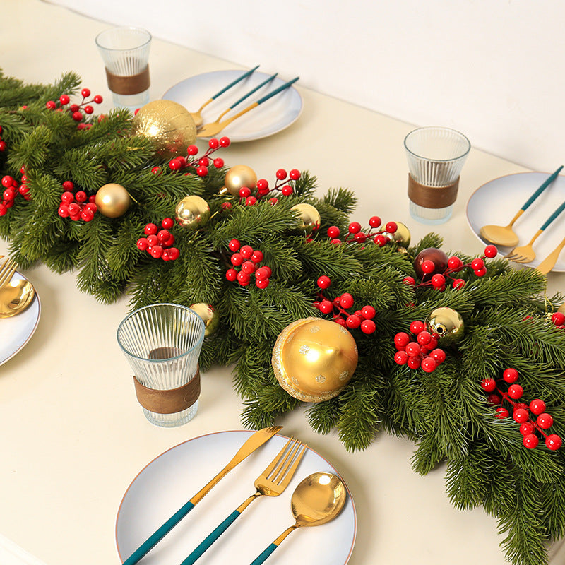 Christmas Pine Needle Rattan Decoration Door Hanging 2pcs - 78.74in