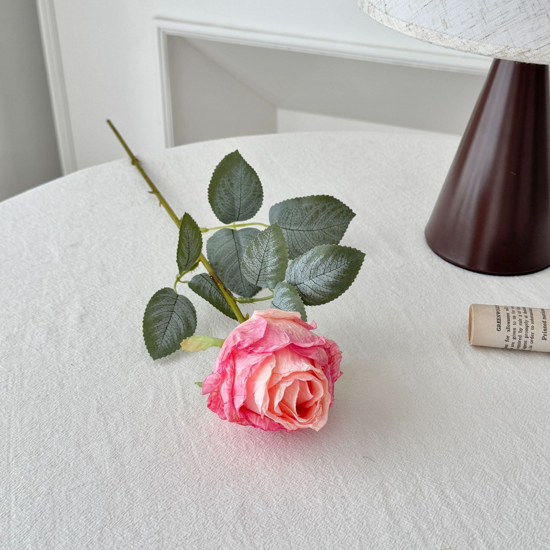Simulated Burnt Edge Rose Vintage Rose