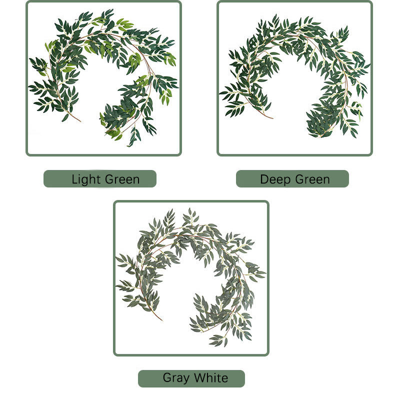 Christmas Decoration Artificial Willow Leaf Vine 2pcs - 65in