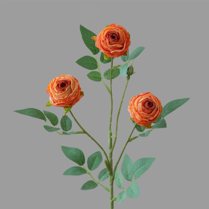 Vintage Style Artificial Flowers 3-Head Curled Rose