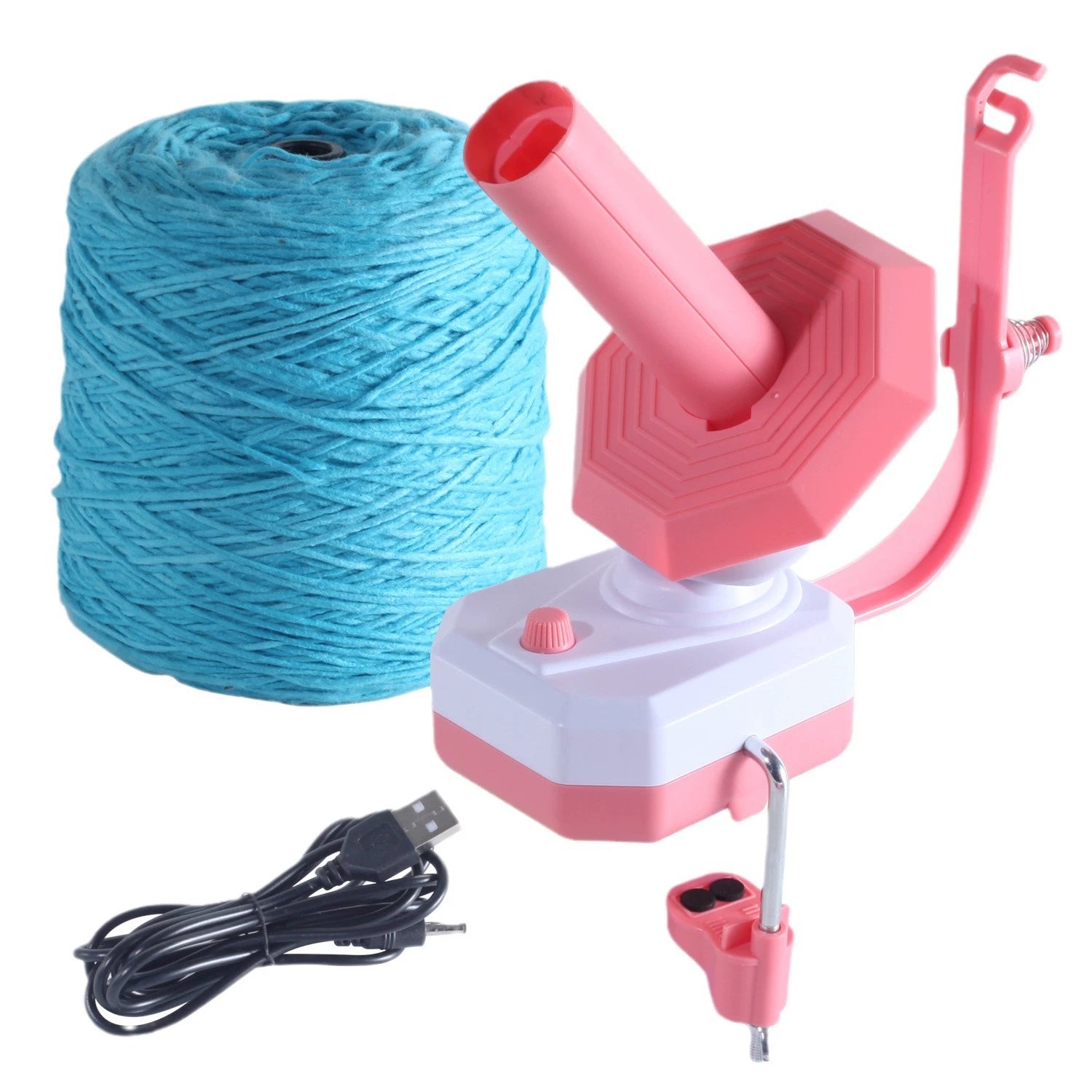 Electric yarn winder, yarn ball organizer, USB interface