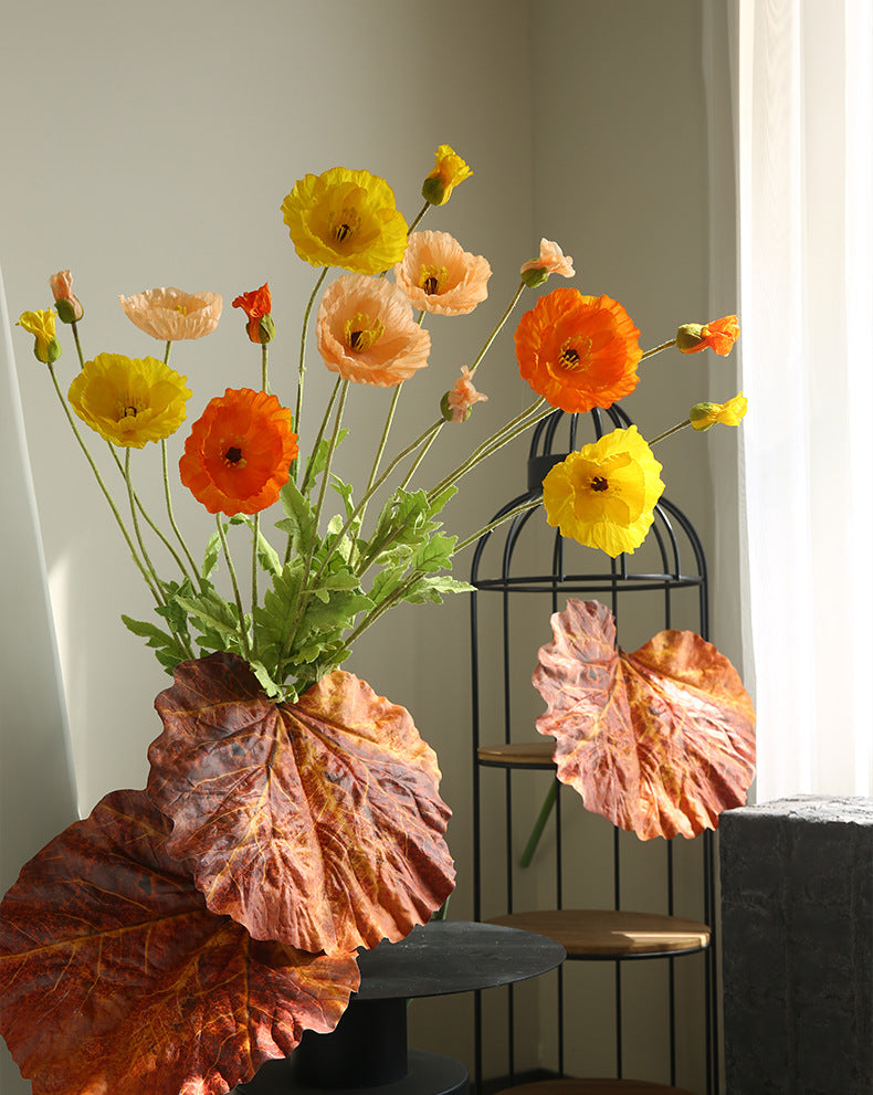 Two-Headed Poppy Artificial Flower Wedding Decoration Poppy Flower
