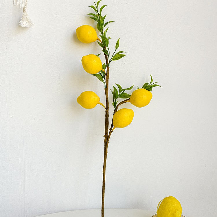 INS Artificial Flower 5-Fruit Lemon Tree Lemon Branch Artificial Green Plant Fake Flower Photo Prop