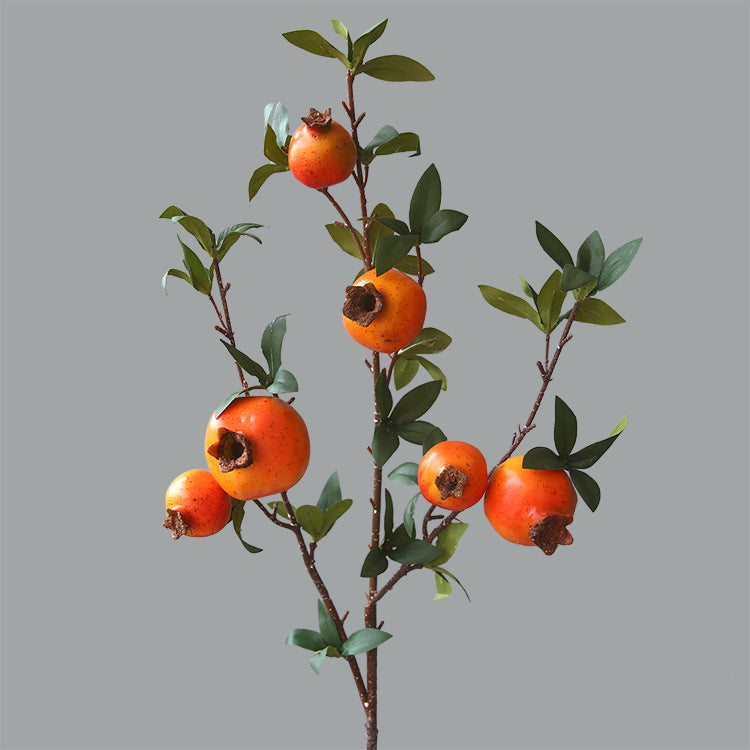 Artificial Pomegranate 6 Fruits with Leaves Pomegranate Fruit Home Decoration