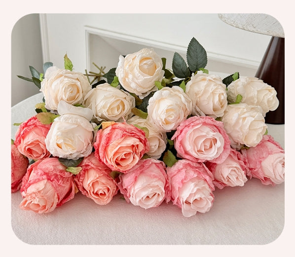 Simulated Burnt Edge Rose Vintage Rose