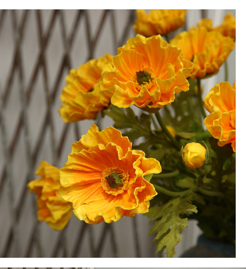 Artificial Flowers Fake Flowers Flocked Poppy Realistic Poppy