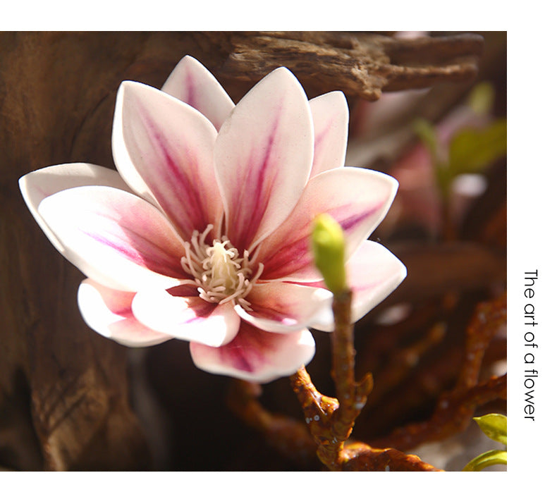 Small Magnolia Artificial Bouquet Living Room Decoration Fake Flower Decorative Flower Art Arrangement PU Hand-painted Small Magnolia