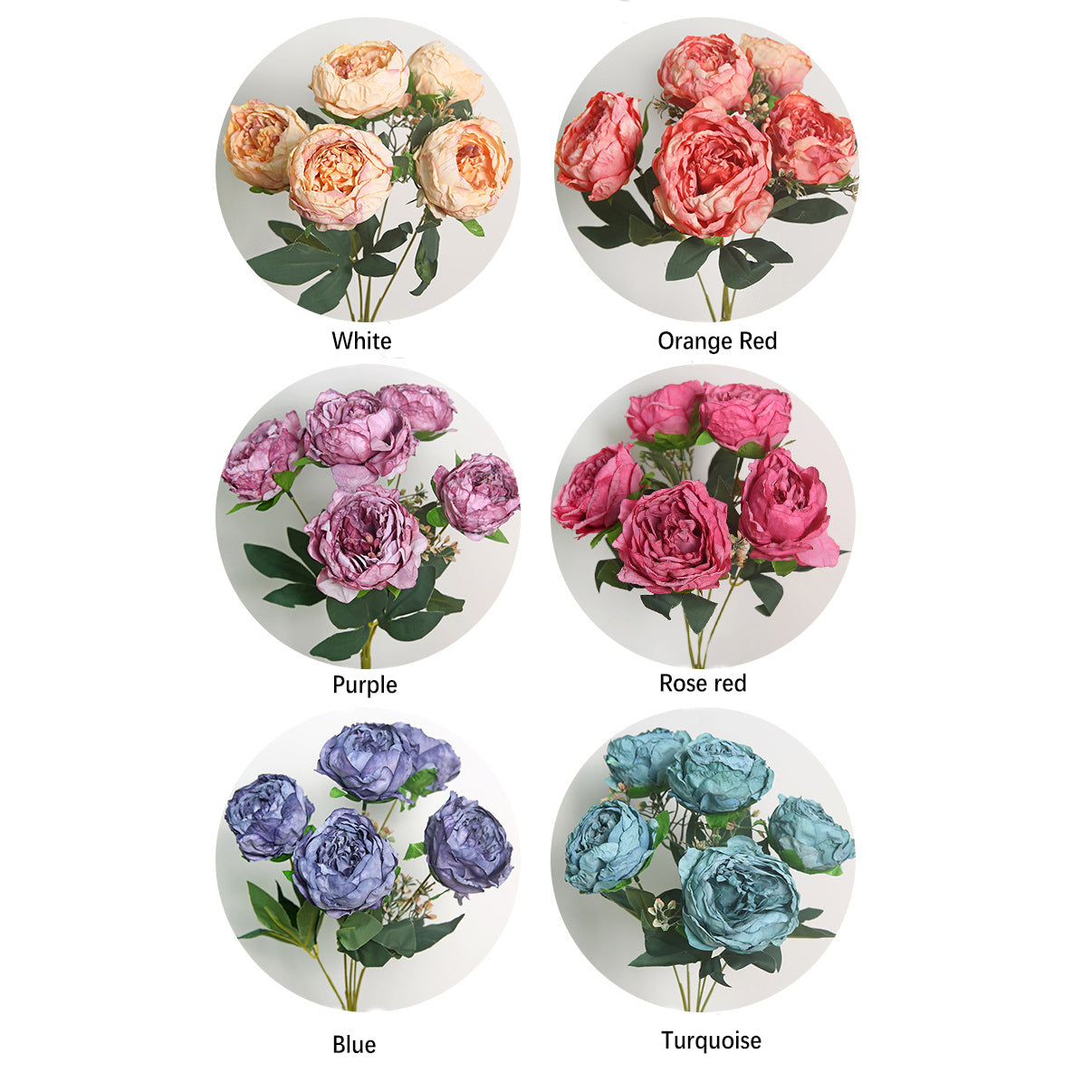 Roasted Edge Five-Head Peony 12pcs - 15.8in