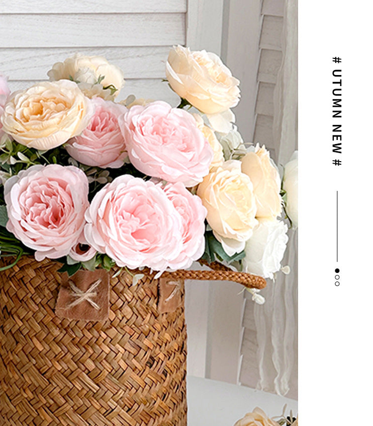 5 Peony Artificial Flowers Persian Rose Small Bunch Fake Flowers
