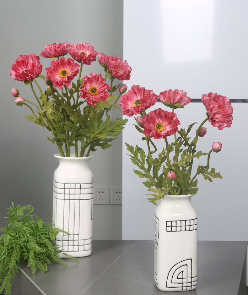 Artificial Flowers Fake Flowers Flocked Poppy Realistic Poppy